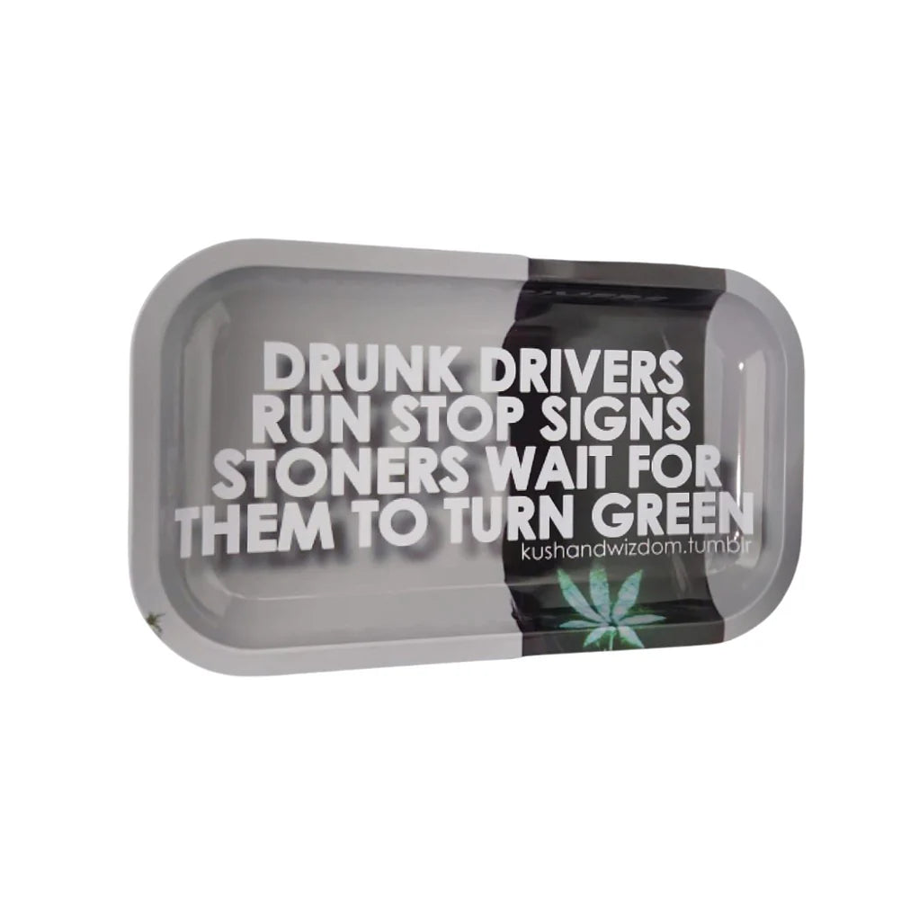 Drunk Driver Run Stop Signs Stoner Wait Rolling Tray w/ Magnetic Lid