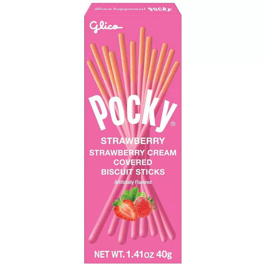 Pocky Strawberry Cream Covered Biscuit Sticks 40G