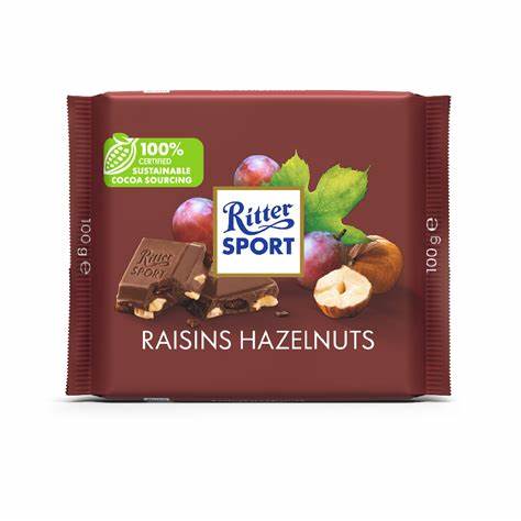 Ritter Sport Milk Chocolate Raisins Hazelnuts German