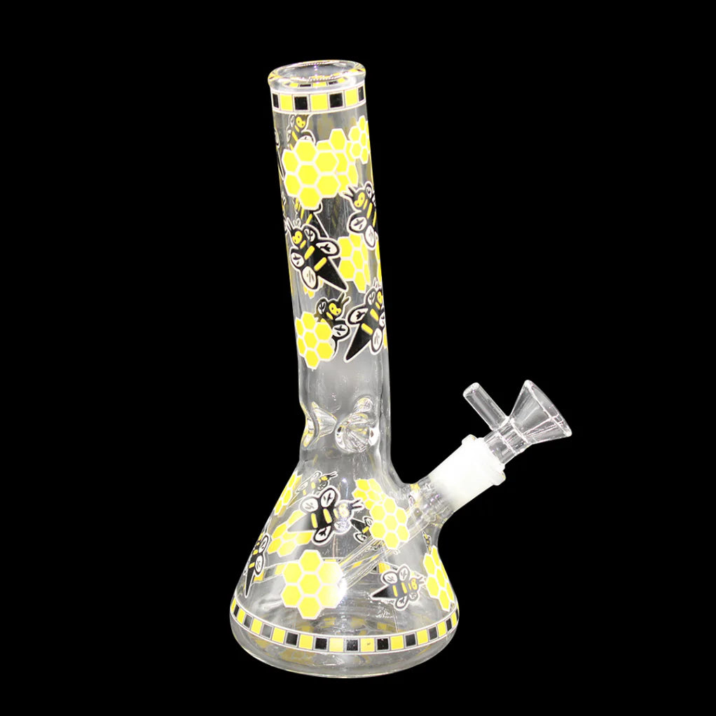 8.25″ Tilt Neck Bee Design Bong