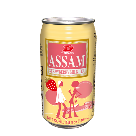 Assam Strawberry Milk Tea 340Ml Can Taiwan